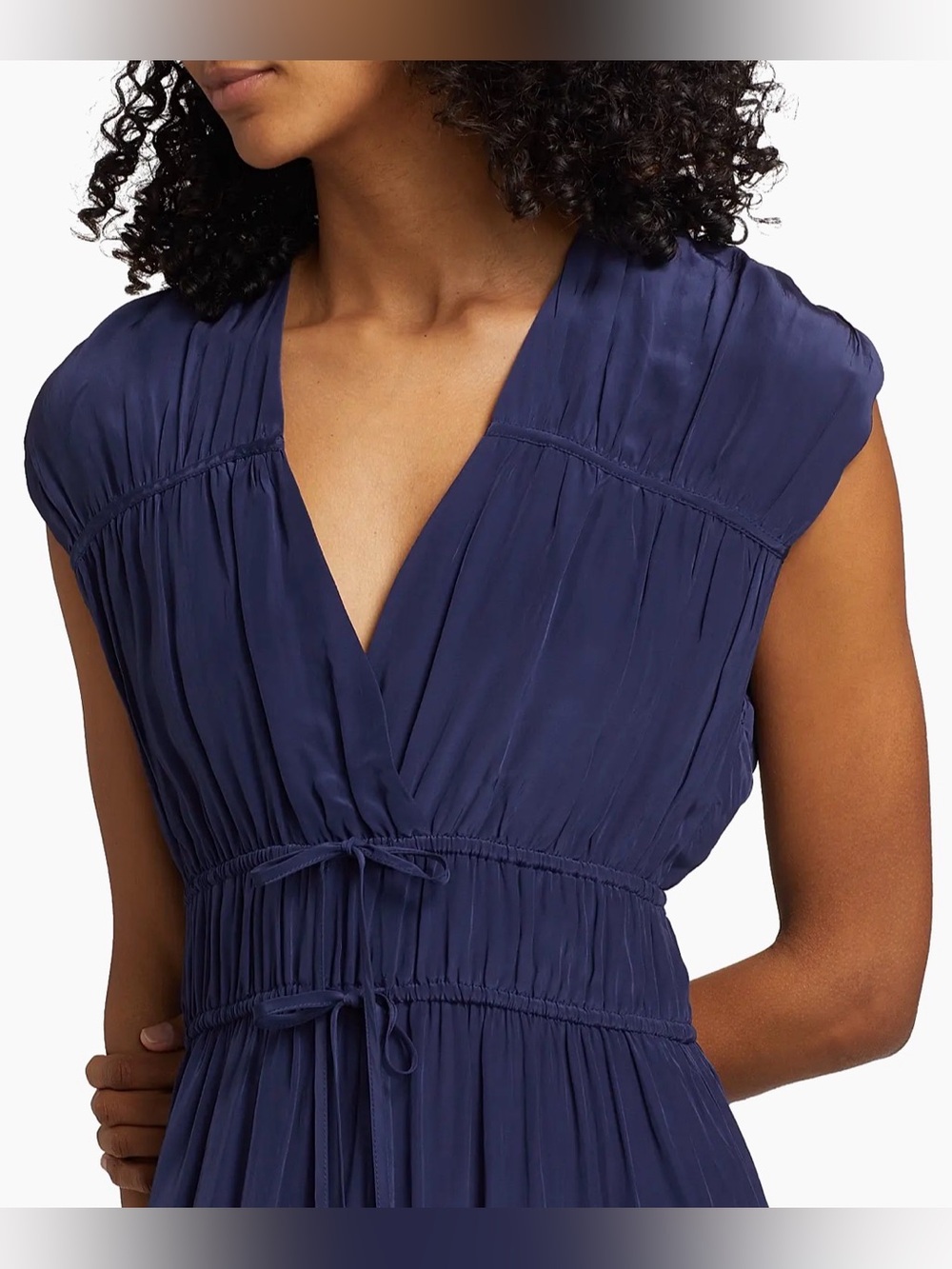 Rails Aletta Dress Admiral Navy Blue Tie Waist V Neck Sleeveless Midi Small S - Picture 4 of 11
